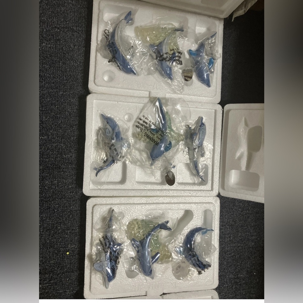 Set of Blue Dolphin Figurines